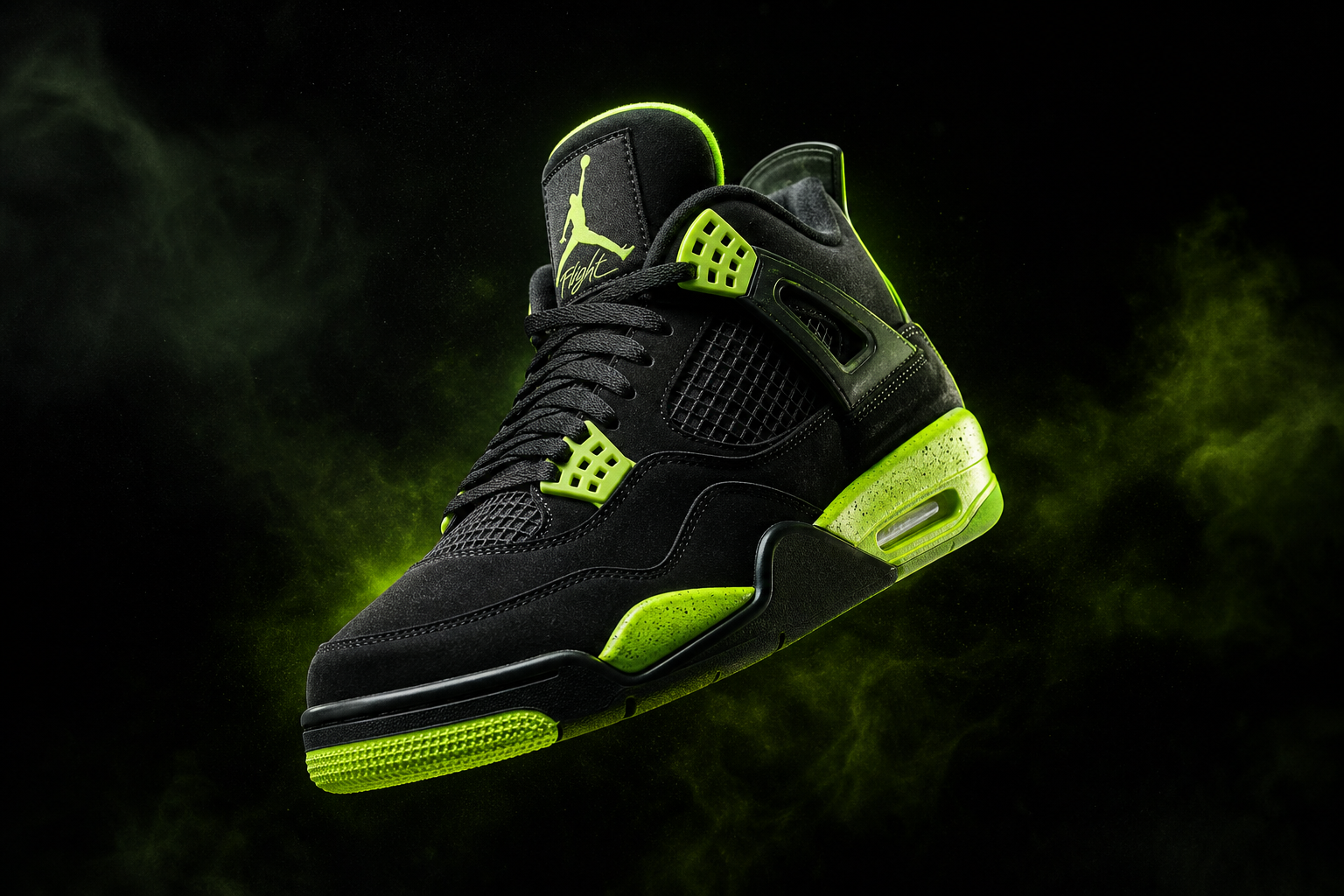Solecourt Volt runner floating in a dark studio